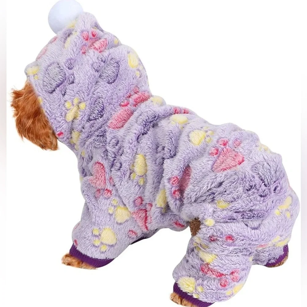 Paw Print Pet Pajamas - Soft Stretch - Purple - Size Large - Picture 2 of 13